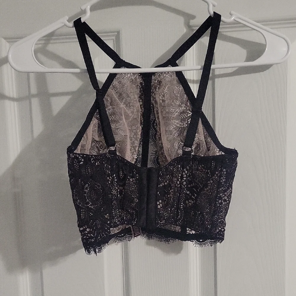 3 Victoria's Secret Black, Blush, And Lavender Lace Halter Bralette
